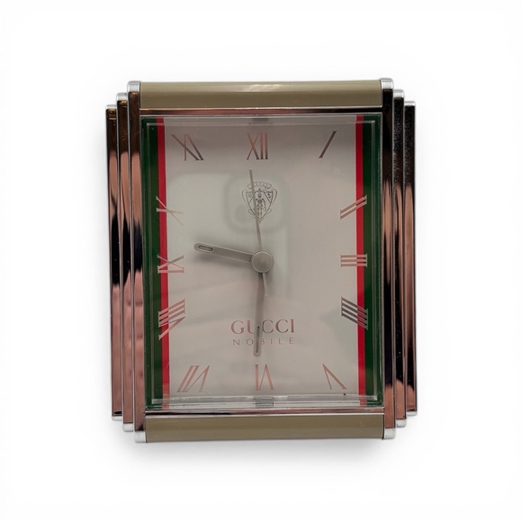 Gucci Other - Gucci Nobile Silver Metallic Molded Resin Table Clock c. 1980s